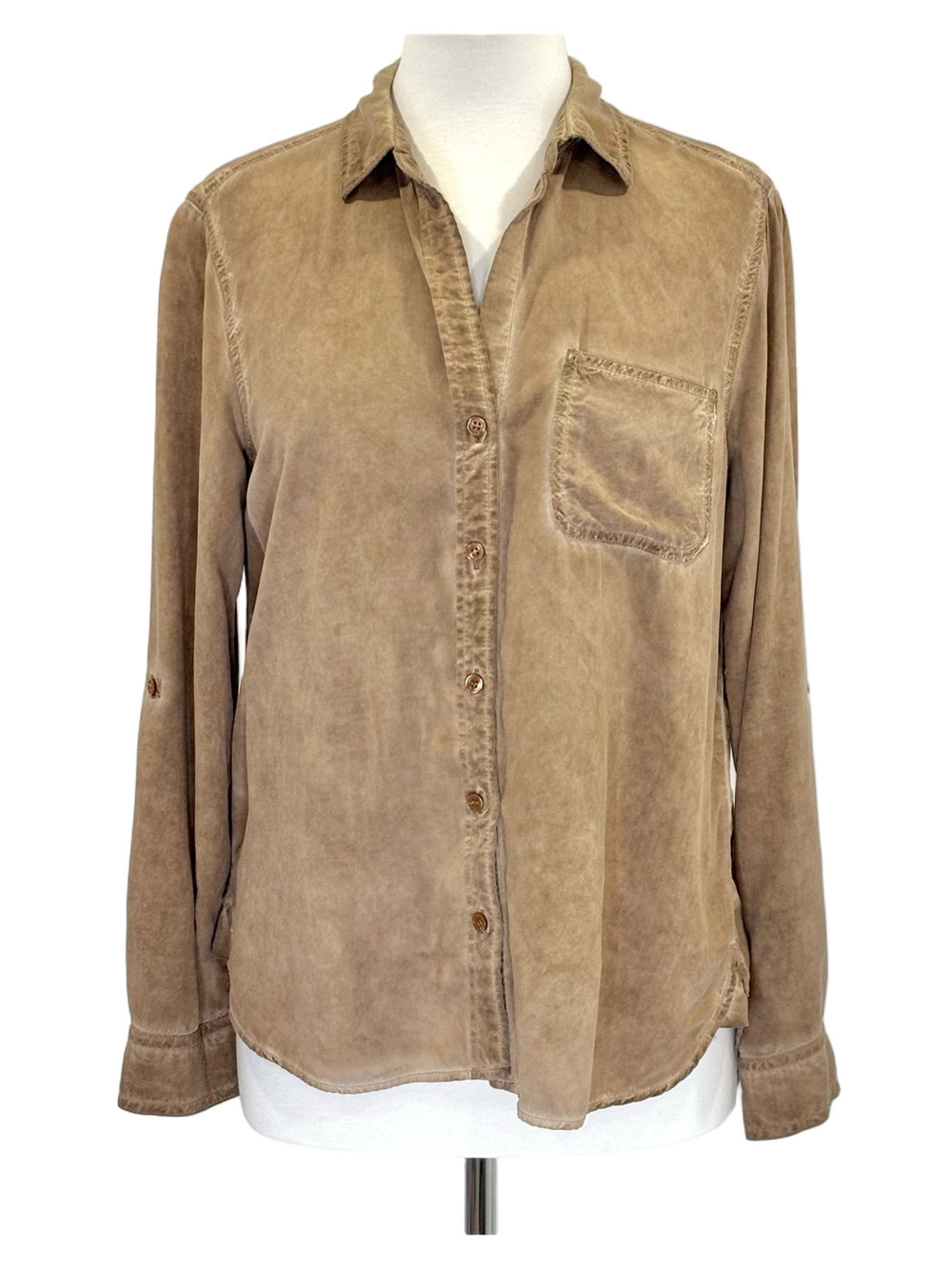 Velvet Heart tan acid wash shirt